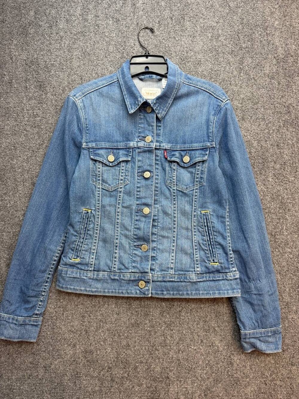 Levi's Womens S Blue Stretch Denim Trucker Jacket Button Front